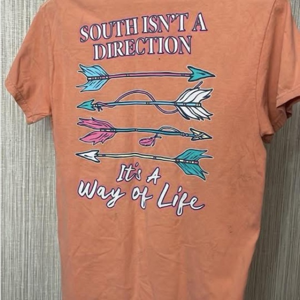 Orange Graphic Tee with Arrows